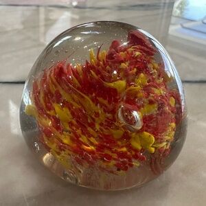 Vintage hand blown glass art paperweight